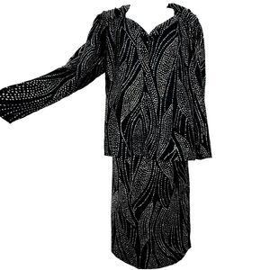 VTG Anne Klein New Aspects 2Pc Match Set Black Formal Glitter Evening Women's 12